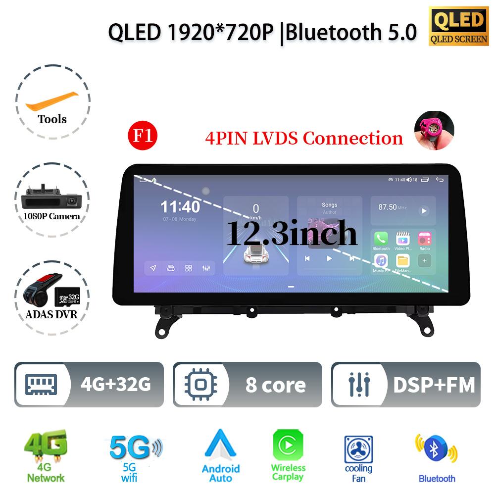 12.3" For BMW X3 F25 X4 F26 2011-2017 Android 14 Car Radio Multimedia GPS Navigation Bluetooth WIFI CarPlay Touch Screen Stereo