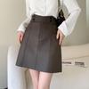 Versatile High-Waisted Slimming Leather Mini Skirt - Autumn/Winter Plus Size Tummy Cover