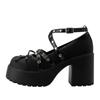 Fashion Gothic Rivet Punk Shoes for Women Fashion Cross Strap Platform Mary Janes Woman Metal Decoration Thick Heels Lolita Shoes 2024