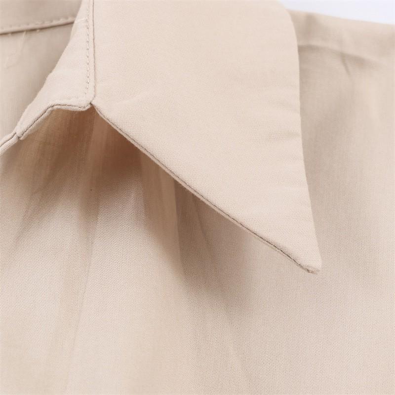 2026 Womens Loose A-Line Midi Dress With Waist Belt Casual Korean Style Long Sleeve Shirt