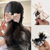 1pc Elegant Bow Hair Claw Clip for Women - Stylish Polyester and Spandex Hair Accessory, Non-Feathered, Perfect for Formal Occasions