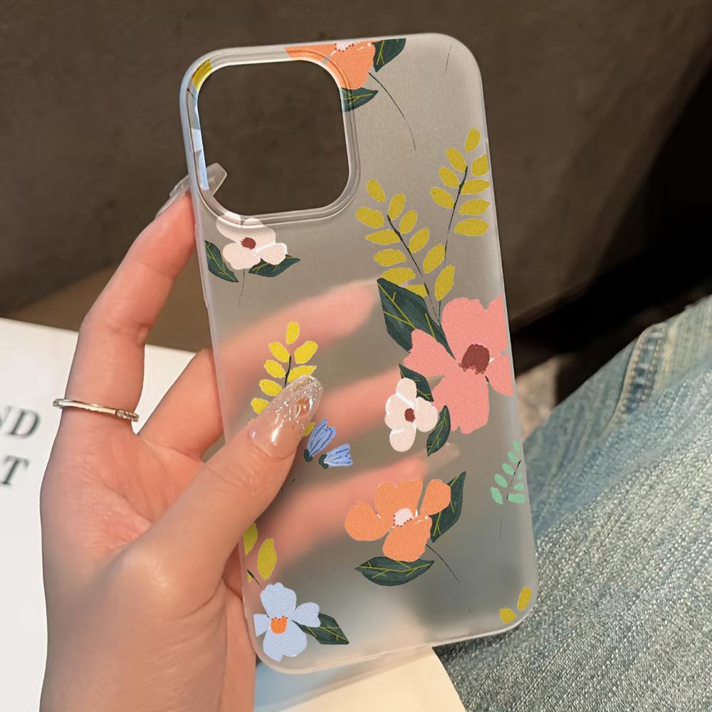 Soft TPU Matte Flower Phone Case for iPhone 13 Funda iPhone 11 14 15 Pro Max 14 Plus 12 Mini 13pro 13promax Transparent Covers