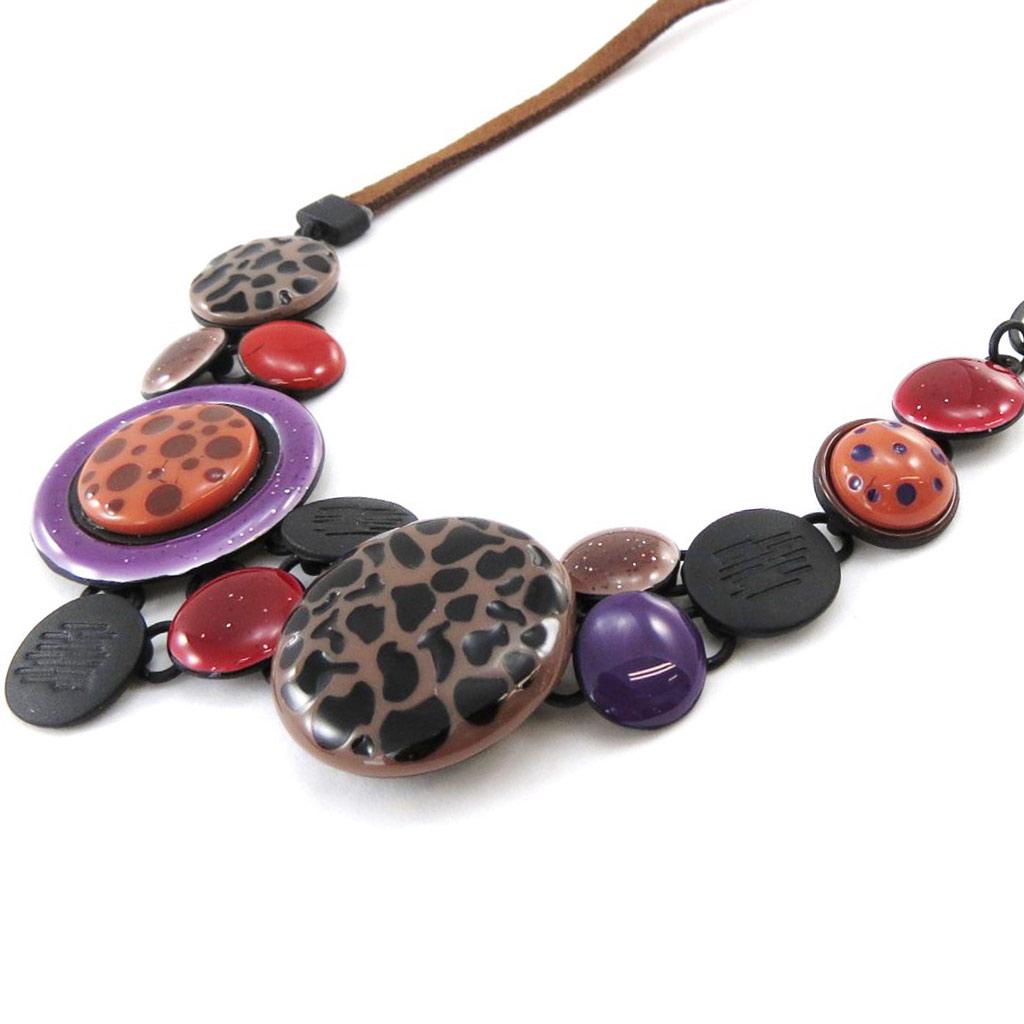NOA [J2169] - Collier Créateur 'Safari' marron violet