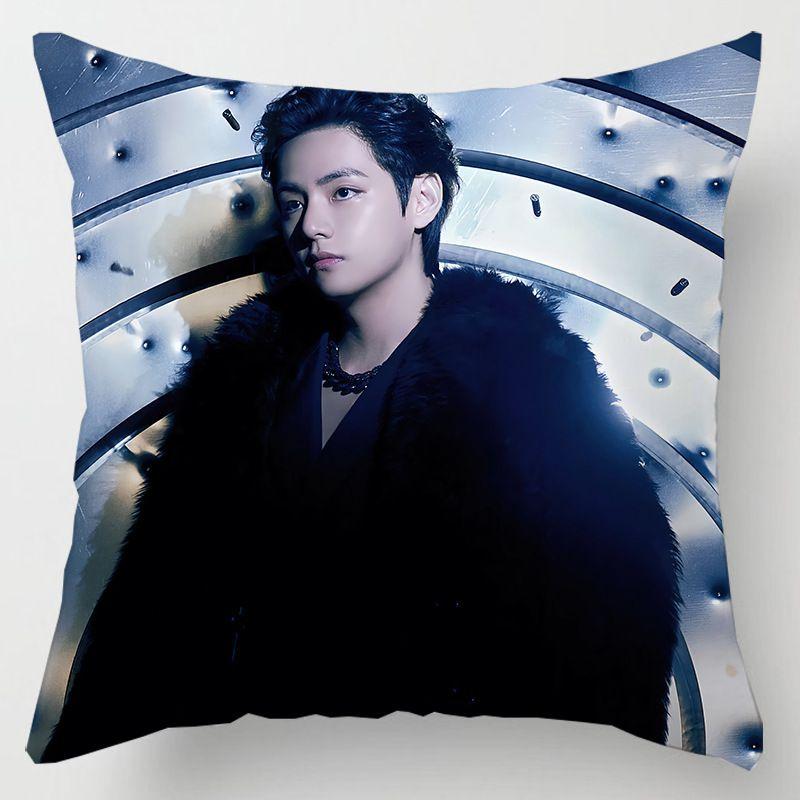 Kpop 18in Bts Bangtan Boys Cushion Cover Decorative Soft Pillow Case Peach Skin