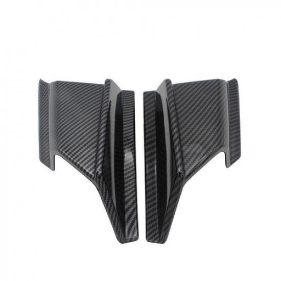 Motorcycle Front Fairing Side Winglet Wind Fin Spoiler Kit Glossy Carbon Fiber