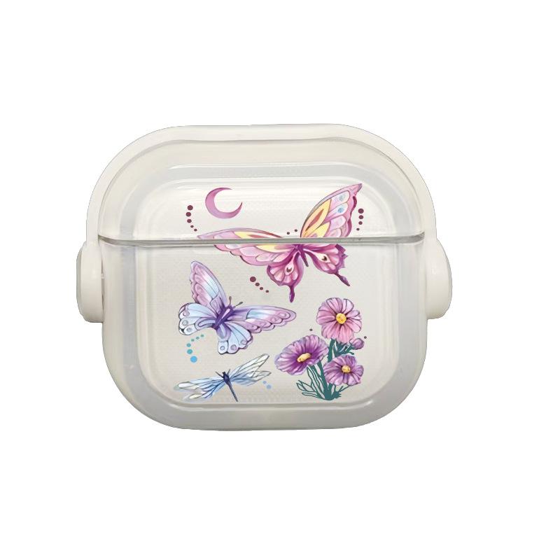 Transparent shell Transparent powder butterfly for apple AirPods 1 /1/1 generation protective shell cover pro with bracket