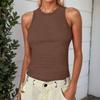 Damen Sommer Mode Lässig Farbe Rundhals Ärmellos Oberteil Enges Tanktop