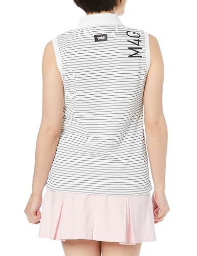 PEARLY GATES Women's Sleeveless Polo Shirt (Striped, Moisture-Wicking, Quick-Drying) / Golf / 055-4160414 031_White X Navy 00 [XS]