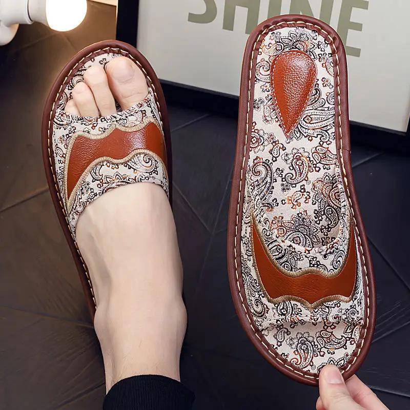 Printed Summer Slippers for Women Anti Slip Soft Sole for Men Indoor Home Couple's New Trendy Leisure Flat Bottom Slippers