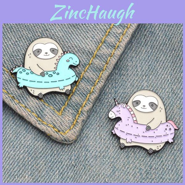 Charming Cartoon Sloth Enamel Pin In Mint Green Ideal For Stylish Lapel Accessories