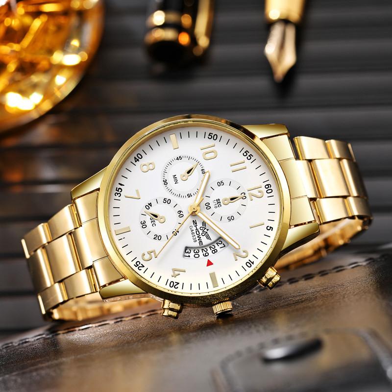 Men Business Watch Fashion Steel Band Male's Calendar Quartz Watch Relogio Masculino