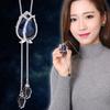 Clothes Versatile Classic Tulip Sweater Chain Autumn And Winter Long Crystal Water Drop Necklace Women