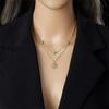 18K Gold Plated Layered Turquoise Sun Pendant Necklace, Dainty Double Chain Boho Choker for Women, Trendy Jewelry