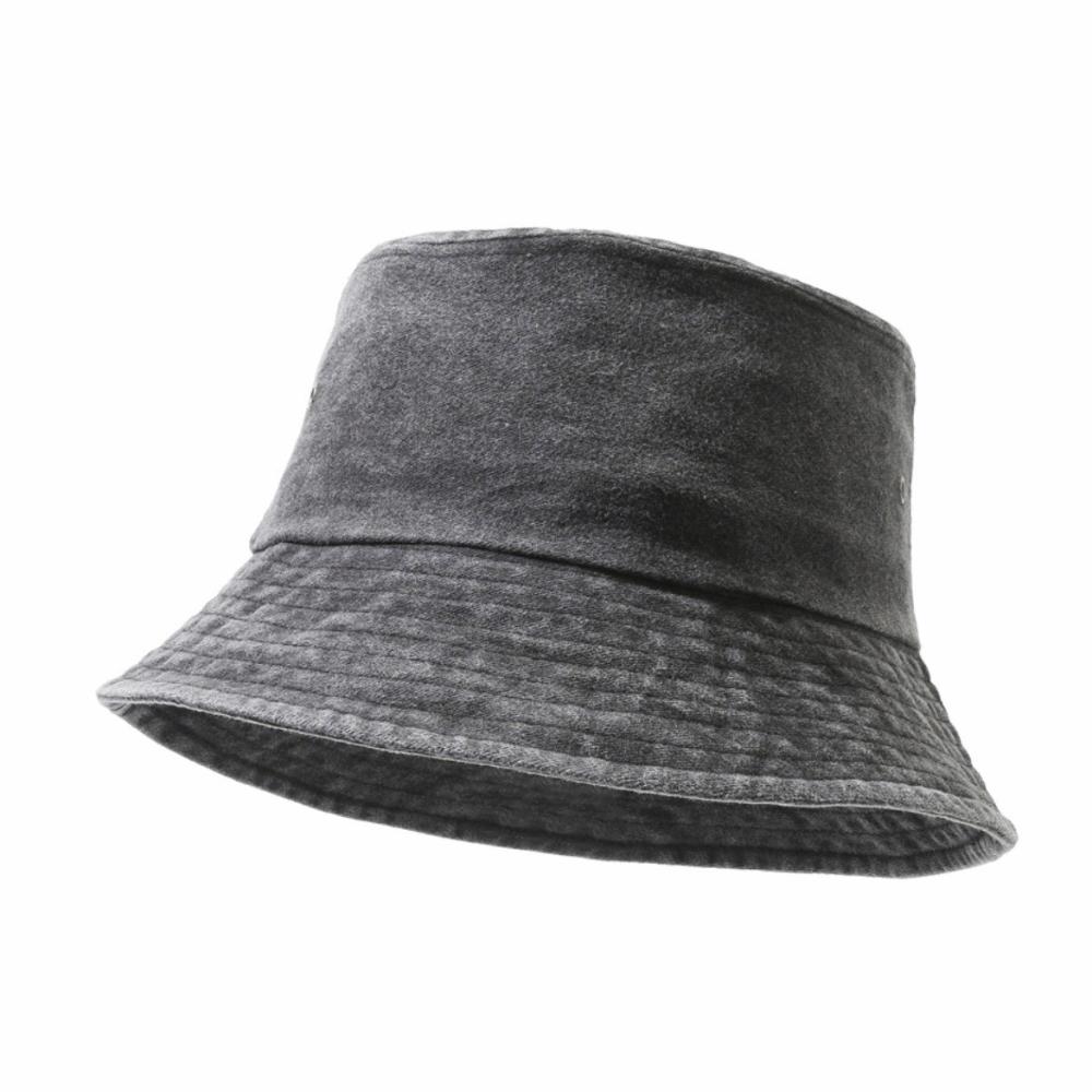 

Wide Edge Bucket Hat Solid Color Boonie Hat Retro Style Sun Hat Beach Activities серый