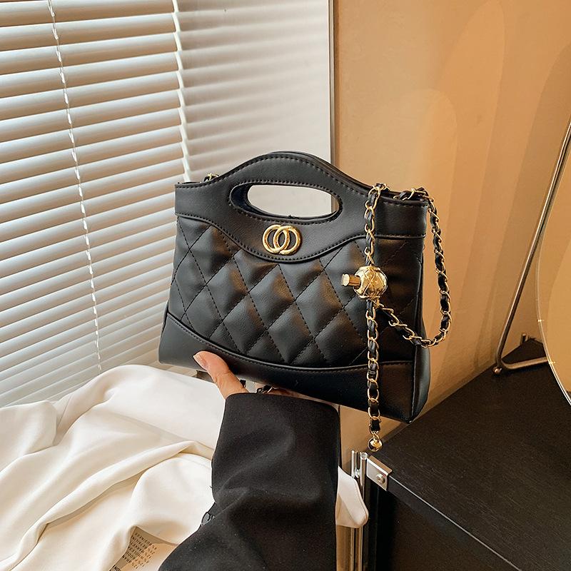 

Сумка-сумка на ланцюжку з нішевим дизайном, осінь-зима 2024, нова високоякісна універсальна сумка через плече з діамантами чорний