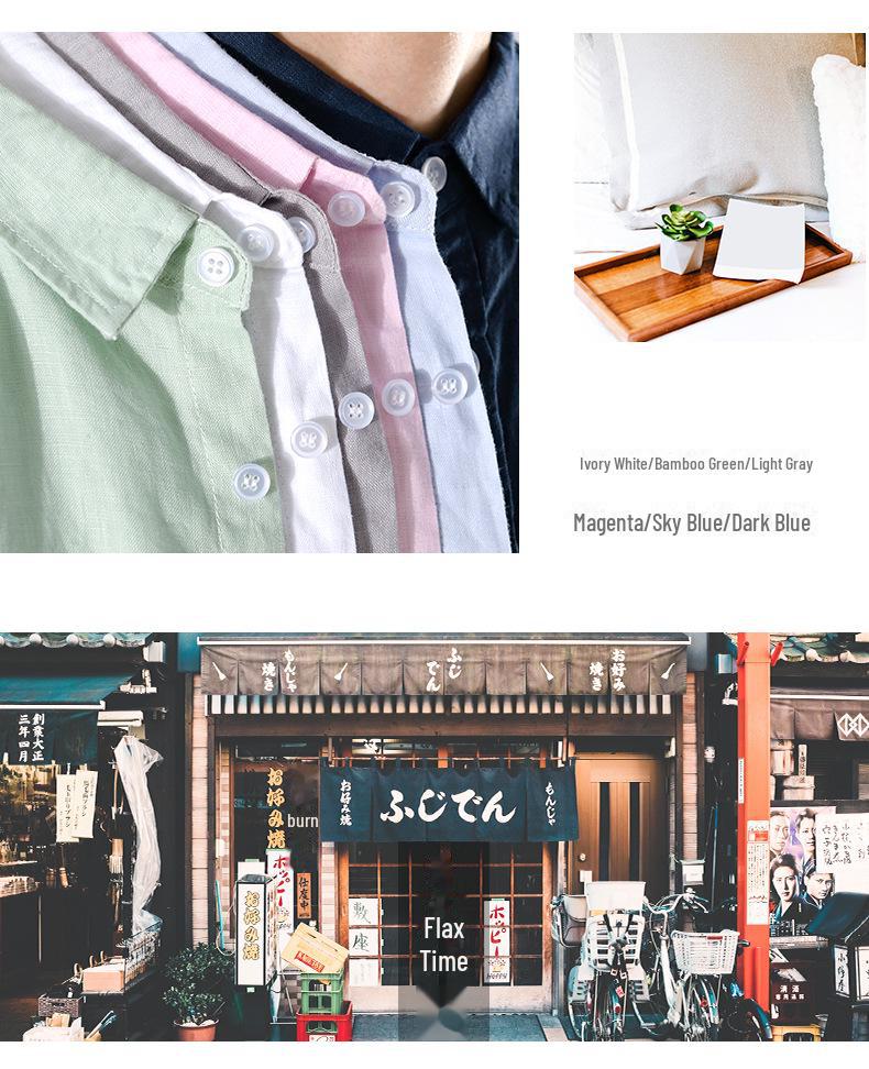 Camisa Casual de Manga Curta de Linho Puro para Homem - Estilo Versátil, Atacado 9012