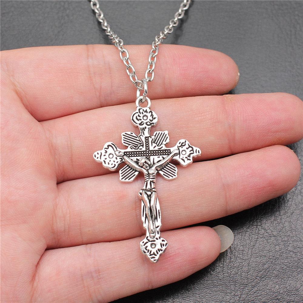 Betendes Kreuz Religiöses Amulett Anhänger Antike Bronze Metall Freund Halskette Neuankunft Geschenk