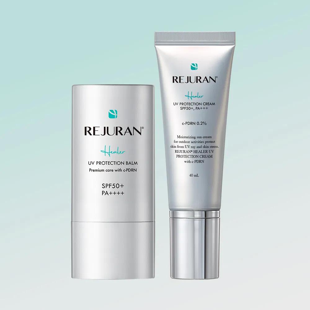 REJURAN Healer UV Bescherming Zonverzorgingsset Crème 40ml + Balsem 19g SPF50+ c-PDRN Hydraterend Koreaanse Zonnebrand Duo