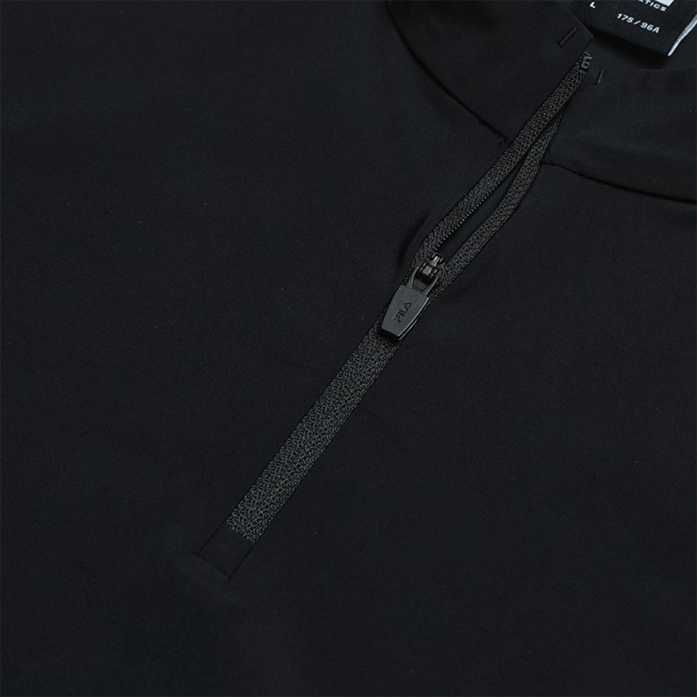 FILA Explore Minimalist Stand Collar Sports Outdoor Cool Feeling Moisture Wicking Quick Dry Short Sleeve T-Shirt Men Tops Deep-Black A51M627101FBK