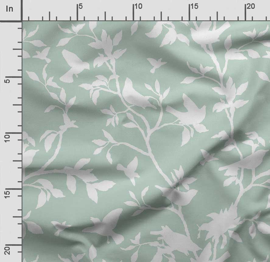 Soimoi Potisk ptáků s listy, Bavlna Cambric, Prošívaná látka prodávaná The Yard 42 palců široká, bavlněná látka střední gramáže, Šicí potřeby,