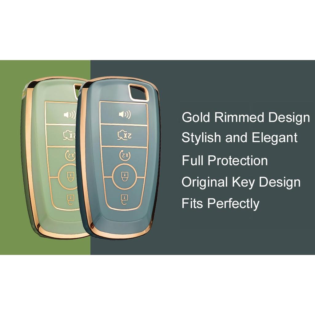 Ford Keychain Cover, Explorer Mustang Escape Edge Lincoln Premium Soft TPU Fully Protected Key Case Remote Key Holder