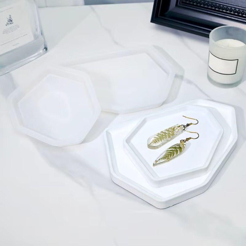 1Pcs Irregular Tray Silicone Mold Concrete Cement Polygon Coaster Tray Casting Mold Handmade Gypsum Paster Pan Mold