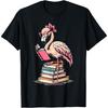 Book Lover Cute Flamingo Reading Teacher Librarian Women T-Shirt