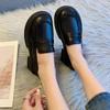 Lädskor Dam Sommar Brittisk Stil Blockklack Platå Loafers Dam College Casual Enkla