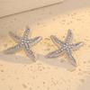 GEMCHIC Women's Starfish 18K Plated Stainless Steel Zircon Stud Earrings, Fashion Elegant Oxidized-Free Jewelry