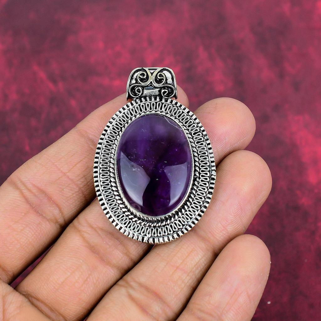 Amethyst Pendant Gemstone Jewelry, 925 Solid Sterling Silver Pendant, Gift For Women Handmade Pendant