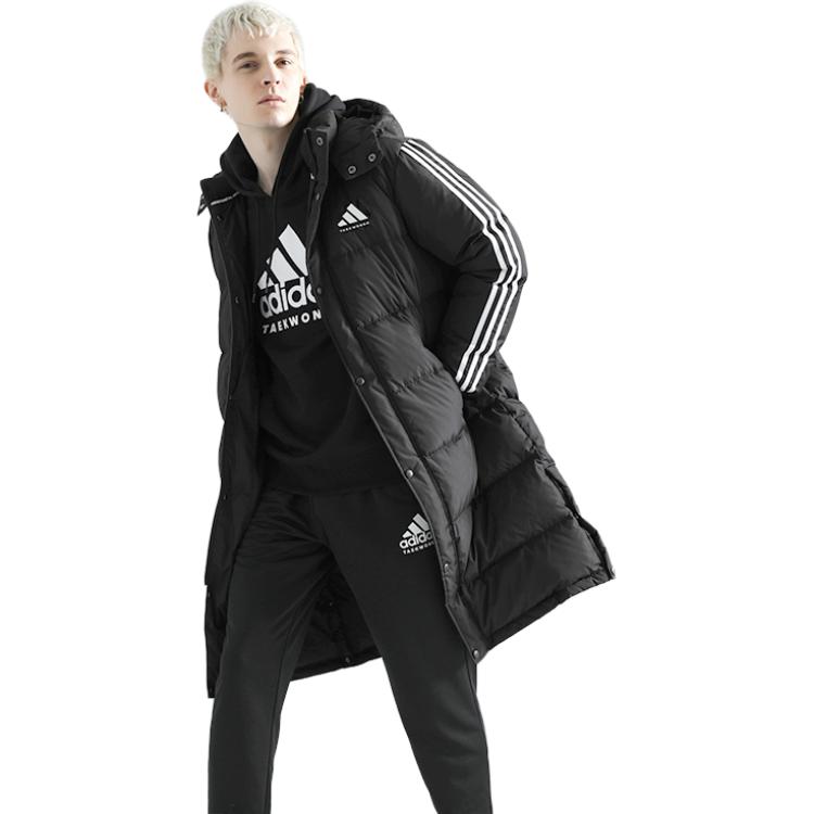 adidas Açık Hava Sporları Günlük Uzun Kapüşonlu Kaz Tüyü Mont Unisex Dış Giyim Siyah ADIPK01TKD-BW