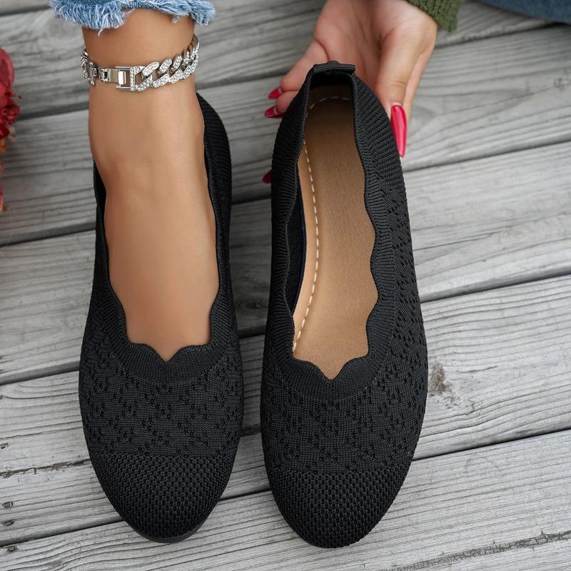 Comfortable Knitted Women's Shoes, Low-Heeled Dance Shoes & Walking Single Shoes
