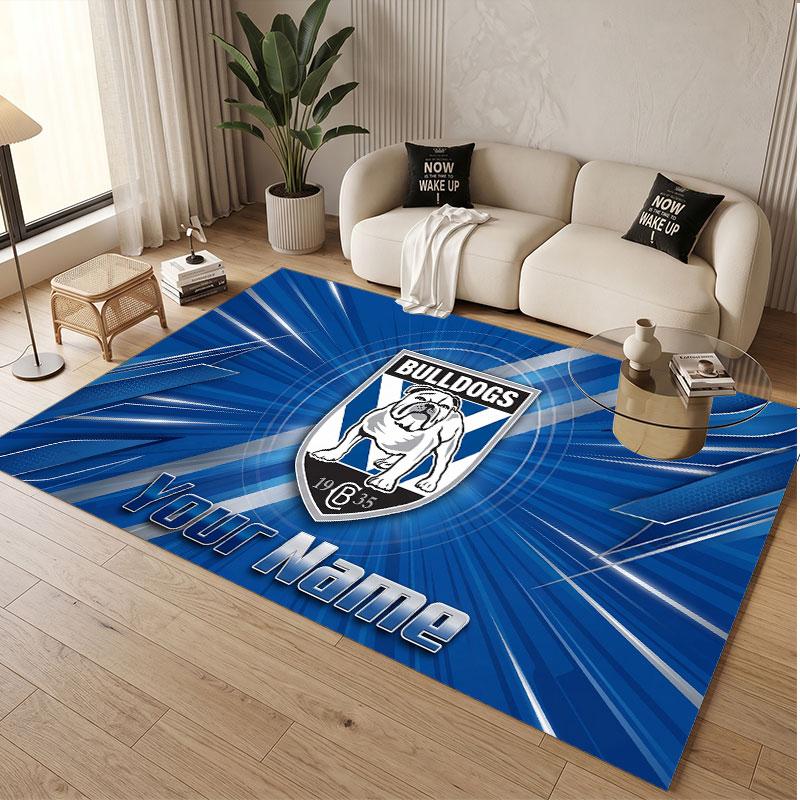 Custom Rug Canterbury-Bankstown Bulldogs Pattern Print Name Text Soft Non‑Slip Floor Carpet for Home Indoor Decoration