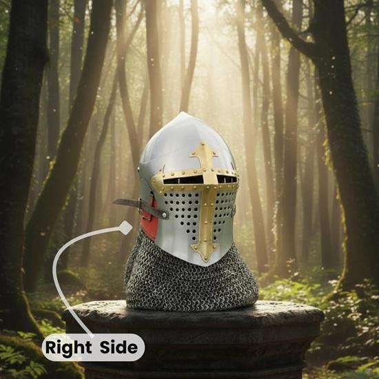 Handmade Medieval Bascinet Barbuta Helmet, Steel Knight Helmet with Chainmail Aventail LARP, Reenactment Gift