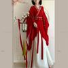 Original Wei, Jin Stil Hanfu, Nördliche und Südliche Dynastien Bestickte Große Ärmel, Kreuzkragen, Speziell geformte Schürze Und Gerissener Rock