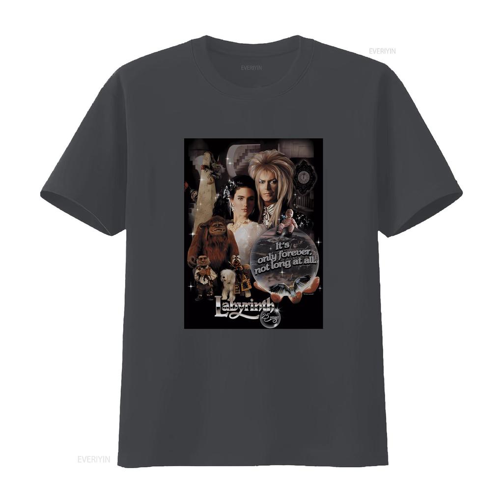 Labyrinth 25 Years Anniversary Its Only Forever Not Long At All Movie Print T Shirt Vintage Washed Slightly Homme