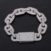 15mm Trendy Cuban-style Zinc Alloy 18K Gold Plated Chain & Link Unisex Bracelet with Slightly Inlaid Shiny Zirconia