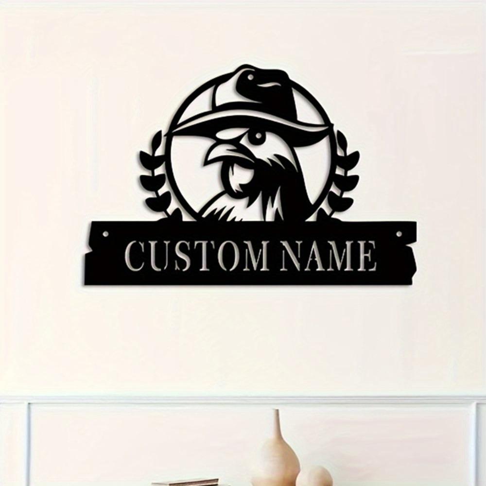 Metal Rooster Wall Art Black Rustic Home Decor Outdoor Garden Sign