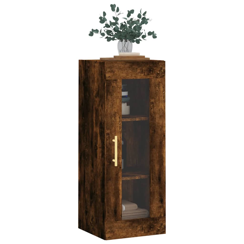 Wall Mounted Cabinet Smoked Oak Finish 34.5 x 34 x 90 cm