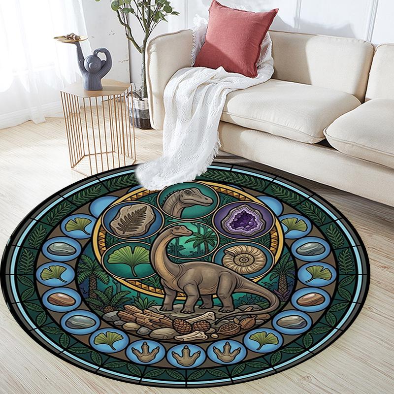 Prehistoric Fossil Garden Round Area Rug Under Office Chairs Bedroom Living Room Home Decor