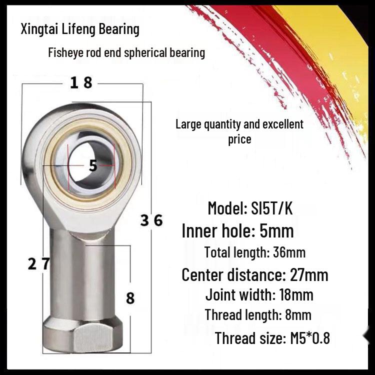 SA/SI/SAL/SIL Internal Thread Rod End Joint Bearing – Sizes 5, 6, 8, 10, 12 T/K External Thread