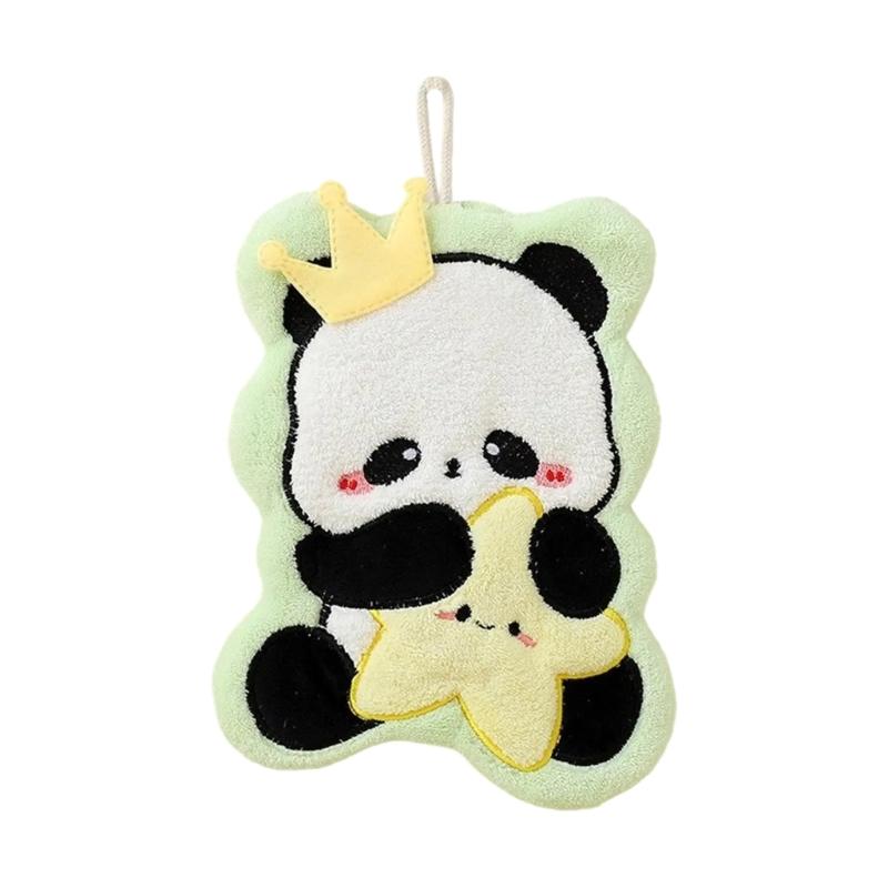 

Cartoon Hand Towel Lovely Panda Hanging Towels From Soft Coral Velvet Highly Absorbent for Kitchen or Bathroom