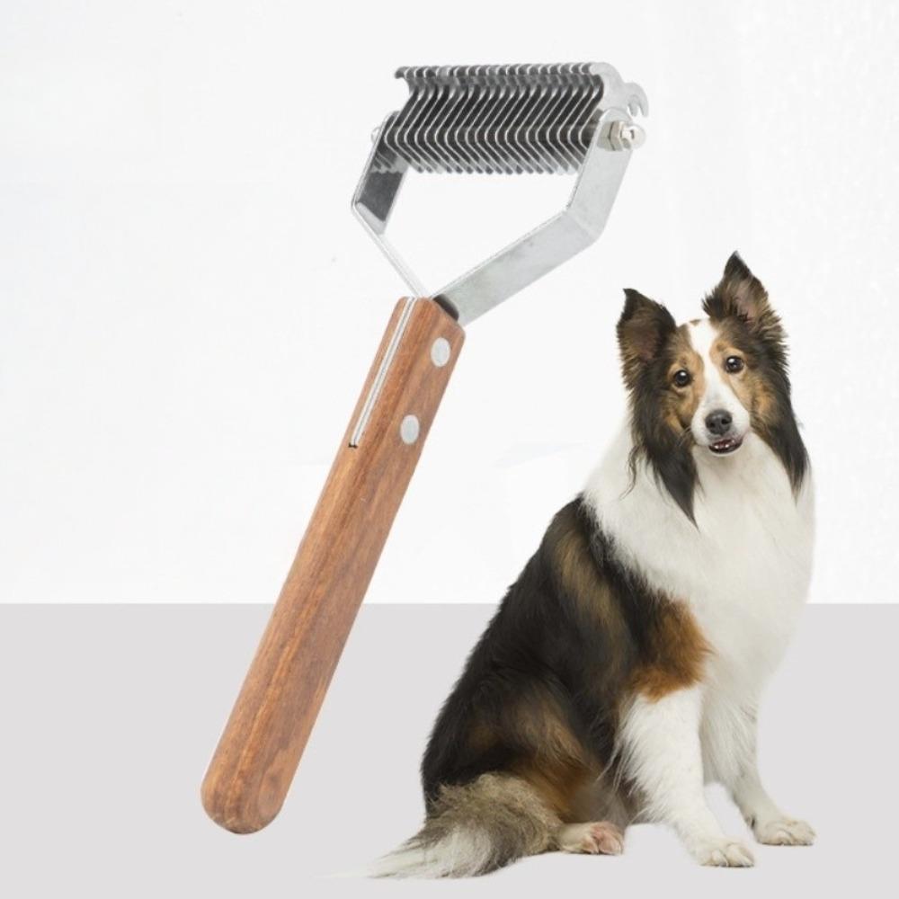 New Wooden Handle Dog Hair Comb Knot Cutter Stainless Steel Pet Fur Trimmer Multi-size Pet Grooming Brush Pet Supplies