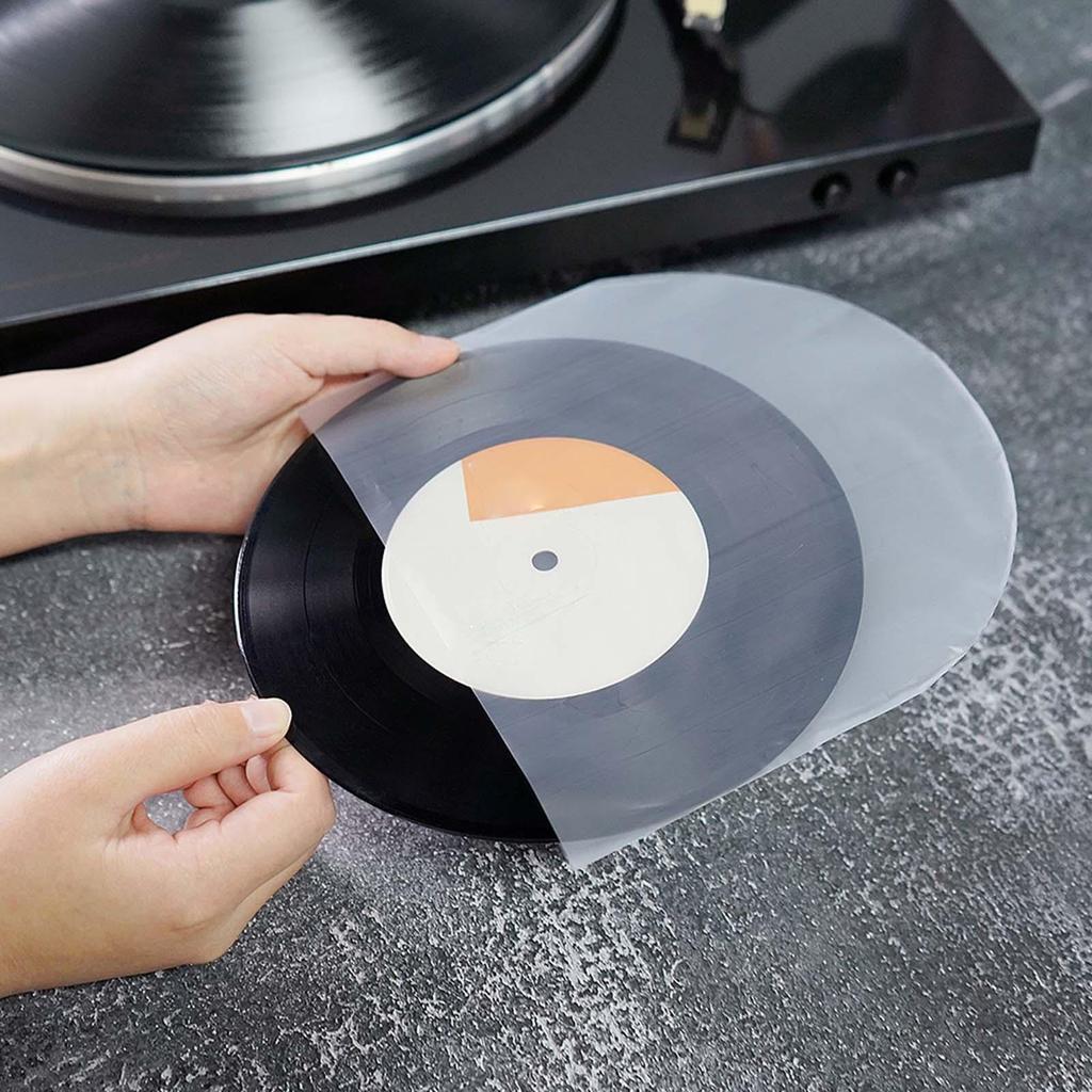 50 Pochettes Vinyles Antistatiques - Protection Translucide Pour Disques LP 33/45 Tours, Fond Rond