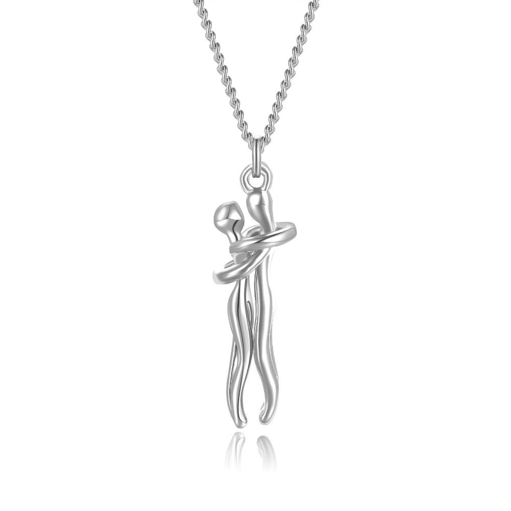 Punk Lovers Hug Necklace Hip Hop Wedding Chain Necklaces Couple Hugging Pendant Valentine's Day