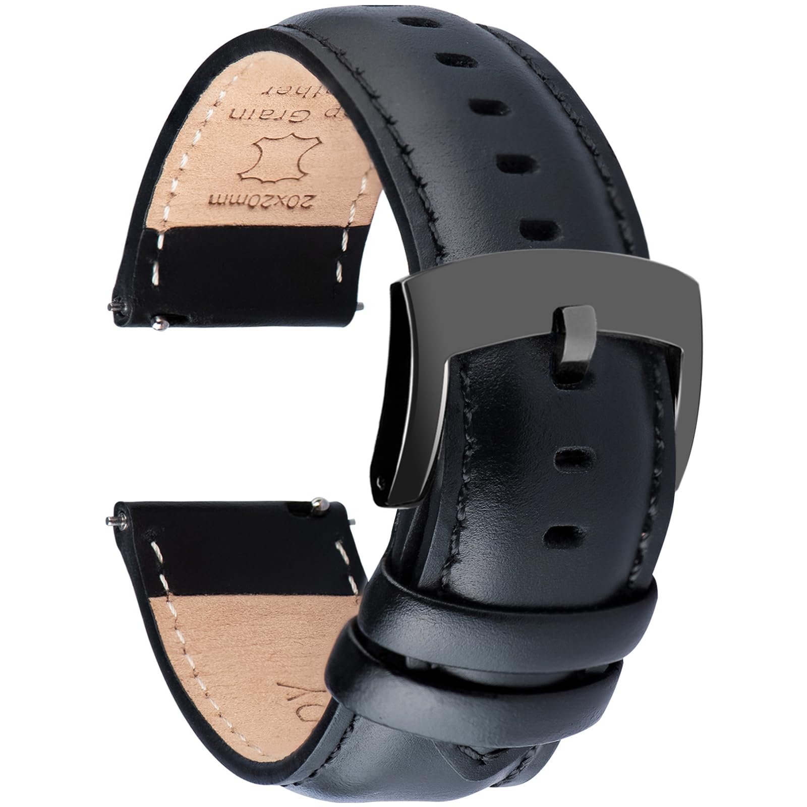 

Ottoody Genuine Leather Replacement Watch Band, 0.71, 0.75, 0.79, 0.83, 0.87 inch (18, 19, 20mm