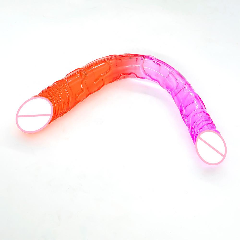 Double Head Dildo Two-Color Crystal Super Large Thick Simulation Butt Plug Lala Gay Men and Women Dildo Sexy Sex Product
