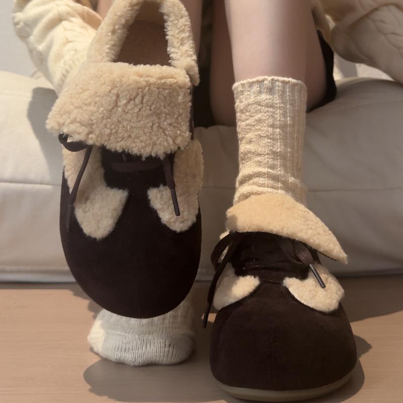 Women's Elastic Thick Sole Winter Fur One Warm Cold Padded Snow Boots Non-slip Wear Casual Sports Short Cotton Boots