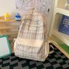 School bag: summer scorching mint soda, light blue checkered soft girl exclusive small backpack, campus sweet style student backpack