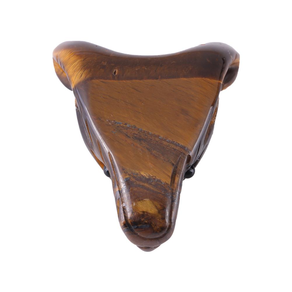1pc Wolf Head Shaped Pendant Natural Tigers Eye Stone Charm Small Adornment 4cm